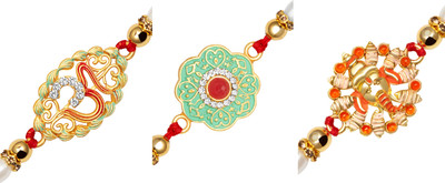Kord Store Designer KSRKHCOMBO4 Mauli Thread Rakhi  Set(3 Rakhi)