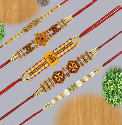 RHYTHM GIFT4U Designer AG-9106 Rakhi Combo Set New Mauli Thread Rakhi  Set(Multicolor Designer Assorted Rakhi Set 5 pcs)