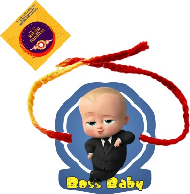 swastikart Kids Boss Baby Plastic (PVC) Chawal Roli Pack  Set(Kids Rakhi, Greeting Card, Roli, Chawal)