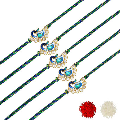 AARON INC Thread Ai_Rakhi_00001423598 Mauli Thread Rakhi  Set(Pack of 05 Rakhi)