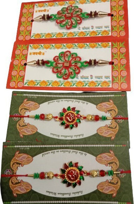 lekhbhav Designer LK135 Assorted Rakhi  Set(4)