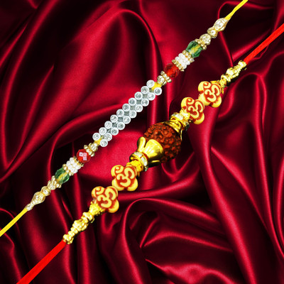PDR Poonam Designer Rakhi Designer LUCKY_S2_9999 Assorted Rakhi  Set(2 RAKHI)