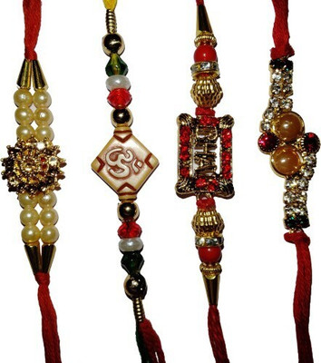 lekhbhav Designer LK219 Assorted Rakhi  Set(4 rakhi)