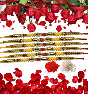 URBANELA Designer b_6-RK08 Assorted Rakhi  Set(6 Rakhi)