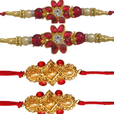 lekhbhav Designer LK71 Assorted Rakhi  Set(4)