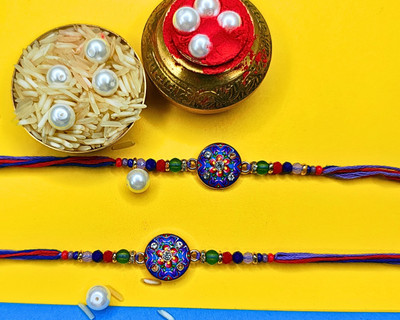 MANSIYAORANGE Designer M-RAKI939-2PCS Mauli Thread Rakhi  Set(2 Rakhi)