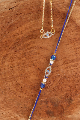 JSR Designer Rakhi_Model 3 Pearl Rakhi  Set(1 x Rakhi Set)