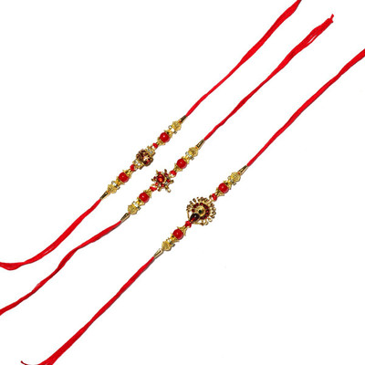 lekhbhav Designer LK431 Assorted Rakhi  Set(Designer Rakhi Set of 3)