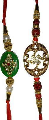 lekhbhav Designer LK207 Assorted Rakhi  Set(2 rtakhi)