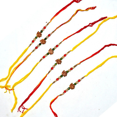BHAVYA SALES Designer S494-N2 Assorted Rakhi  Set(Designer Ganesha Rakhi set of 6)
