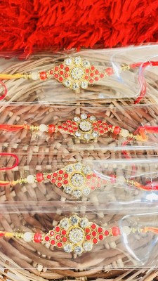 Ananta Creations Thread Orange- Stone 73 Assorted Rakhi  Set(1)