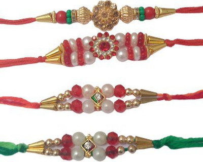lekhbhav Designer LK410 Assorted Rakhi  Set(4)