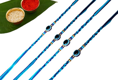 PrezzieBush Designer PACK OF 4 EVIL EYE RAKHI COMBO FOR BHAI AND BHATEEJA Pearl Rakhi  Set(PACK OF 4 EVIL EYE RAKHI FOR BHAI AND BHATEEJA)