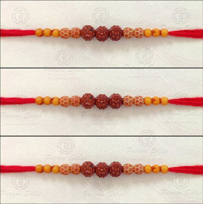 Param sales Designer 4023 Assorted Rakhi  Set(Combo of 3 Rakhi)