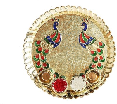 SIYAA Bhaiya Bhabhi m8747 Plastic (PVC) Thali  Set(Peacock Print Design - Minakari Work - LADDU GOPAL POOJA BHOG Thali)