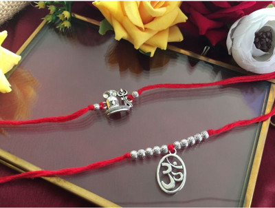 ERCOLE Religious Rakhi Set Multicolour Lord Shiva Shivling And Om Rakhi Combo Gold Finish Rakhi  Set(2Pc Rakhi Set Multicolour Lord Shiva Shivling And Om Rakhi Combo)