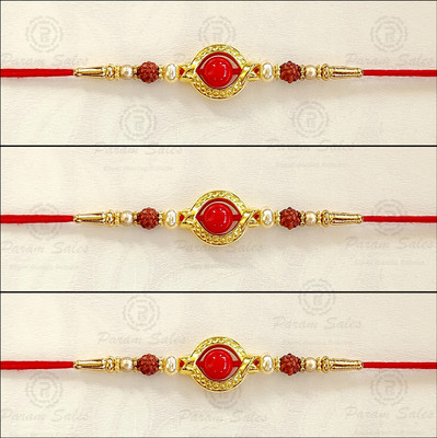 Param sales Designer 4053 Assorted Rakhi  Set(Combo of 3 Rakhi)