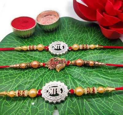 PRIDESKYASIA Religious BHAI AND VEERA RAKHI COMBO 3 RAKHI WITH ROLI TILAK PACK Mauli Thread Rakhi  Set(3 RAKHI WITH ROLI TILAK PACK)