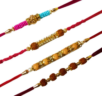 AVM Rudraksh AM-FKRakhiscMIX4-0018 Plastic (PVC) Rakhi  Set(4 Rakhi)