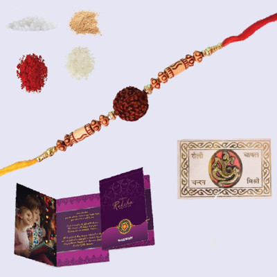 STYLISHRAKHI Thread OM DESIGN RAKHI SET 22 Gold Finish Chawal Roli Pack  Set(2)