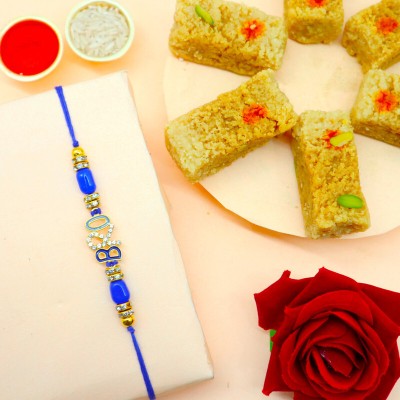 Jaipur Ace Thread Single Rakhi With Milk Cake Assorted Chawal Roli Pack  Set(Single Rakhi With Milk Cake)