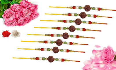 URBANELA Designer b_8-RK12 Assorted Rakhi  Set(8 Rakhi)