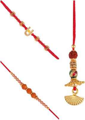 VIGHNAHARTA Lumba 1226-1223-1230RKG Gold Finish Rakhi  Set(3 Rakhi)