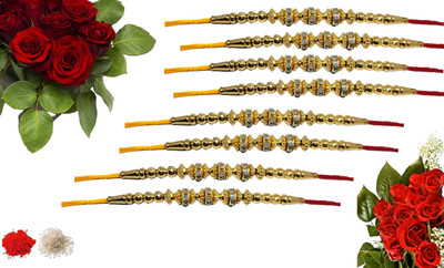URBANELA Designer b_8-RK06 Assorted Rakhi  Set(8 Rakhi)