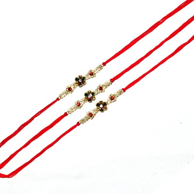 lekhbhav Designer NR53 Assorted Rakhi  Set(Designer Rakhi Set of 3 for beloved brother)
