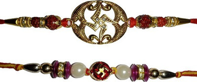 lekhbhav Designer LK178 Assorted Rakhi  Set(2 rtakhi)