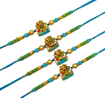 Dms Retail Thread Set Of 4 Religious and Designer Pearl Rakhi Assorted Rakhi  Set(4 Rakhi)