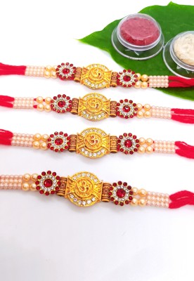 Shreeji Accessoriess Religious SJARK00017 Gold Finish Rakhi, Chawal Roli Pack  Set(Flipkart)