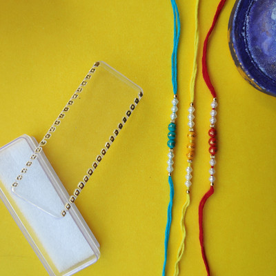 PDR Poonam Designer PD-3PC-R.DORI-1 Mauli Thread Rakhi  Set(3 Rakhi)