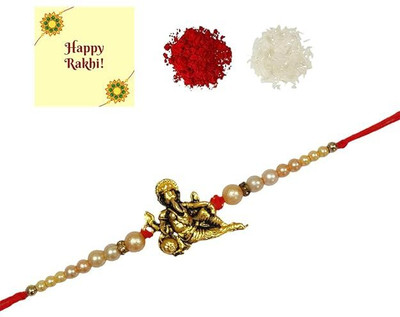 Dms Retail Thread Ganesh Rakhi For Brother With Roli Chawal Assorted Rakhi  Set(1 Rakhi)