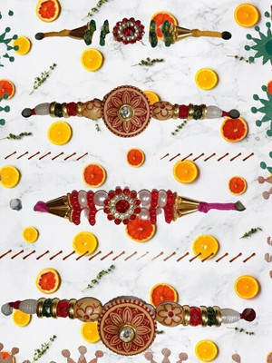 lekhbhav Designer New_Mangalam65 Assorted Rakhi  Set(4)