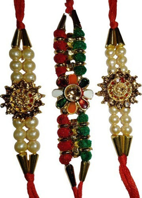 lekhbhav Designer LK425 Assorted Rakhi  Set(3 rakhi)