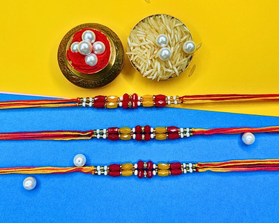 Orangenysha Designer N-RAKI334-3PCS Mauli Thread Rakhi  Set(3 Rakhi)