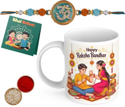 Ekish Designer A1-RKBD07_P23 Assorted Rakhi, Mug, Greeting Card, Chawal Roli Pack  Set(Designer Rakhi, Best Brother Cofee Mug, Greeting Card, Chawal Roli Pack)