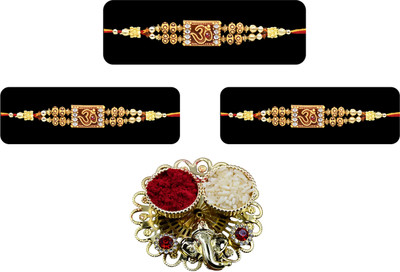 Saugat Traders Designer ST0005589 Assorted Chawal Roli Pack, Rakhi  Set(Pack of 3 Rakhi, Roli Chawali Chopra)