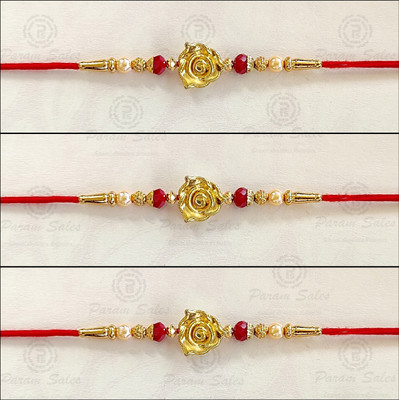 Param sales Designer 4058 Assorted Rakhi  Set(Combo of 3 Rakhi)