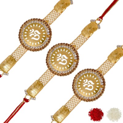 Meira Jewellery Rakhi  Set(3 Rakhi, Roli, Chawal, Greeting Card)