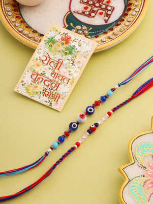 NVR Thread NVR1229 Mauli Thread, Assorted, Yarn Chawal Roli Pack  Set(2 Rakhi)