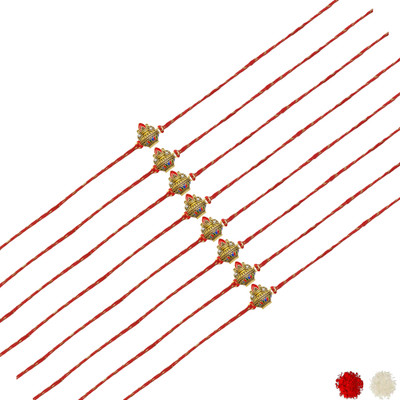 AARON INC Thread Ai_Rakhi_00001423582 Mauli Thread Rakhi  Set(Pack of 08 Rakhi)