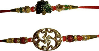 lekhbhav Designer New_Mangalam38 Assorted Rakhi  Set(2 rtakhi)