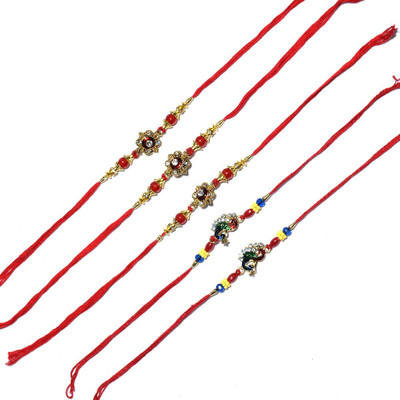 lekhbhav Designer LK79 Assorted Rakhi  Set(Designer Rakhi set of 5)