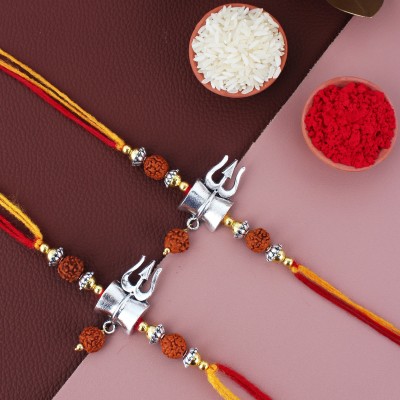 Lucky Jewellery Religious 126-JPR1-1972-S-2 Assorted Rakhi, Chawal Roli Pack, Greeting Card  Set(Pack of 2 Rakhi, Roli, Chawal, Greeting Card)