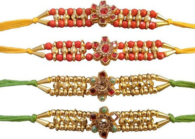 lekhbhav Designer LK103 Assorted Rakhi  Set(4)