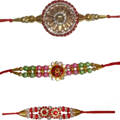 lekhbhav Designer LK177 Assorted Rakhi  Set(3)