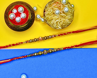 MANSIYAORANGE Designer M-RAKI1205-2PCS Mauli Thread Rakhi  Set(2 Rakhi)