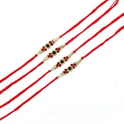 BHAVYA SALES Designer S376-N2 Assorted Rakhi  Set(Designer Rakhi Set of 4 for brother)